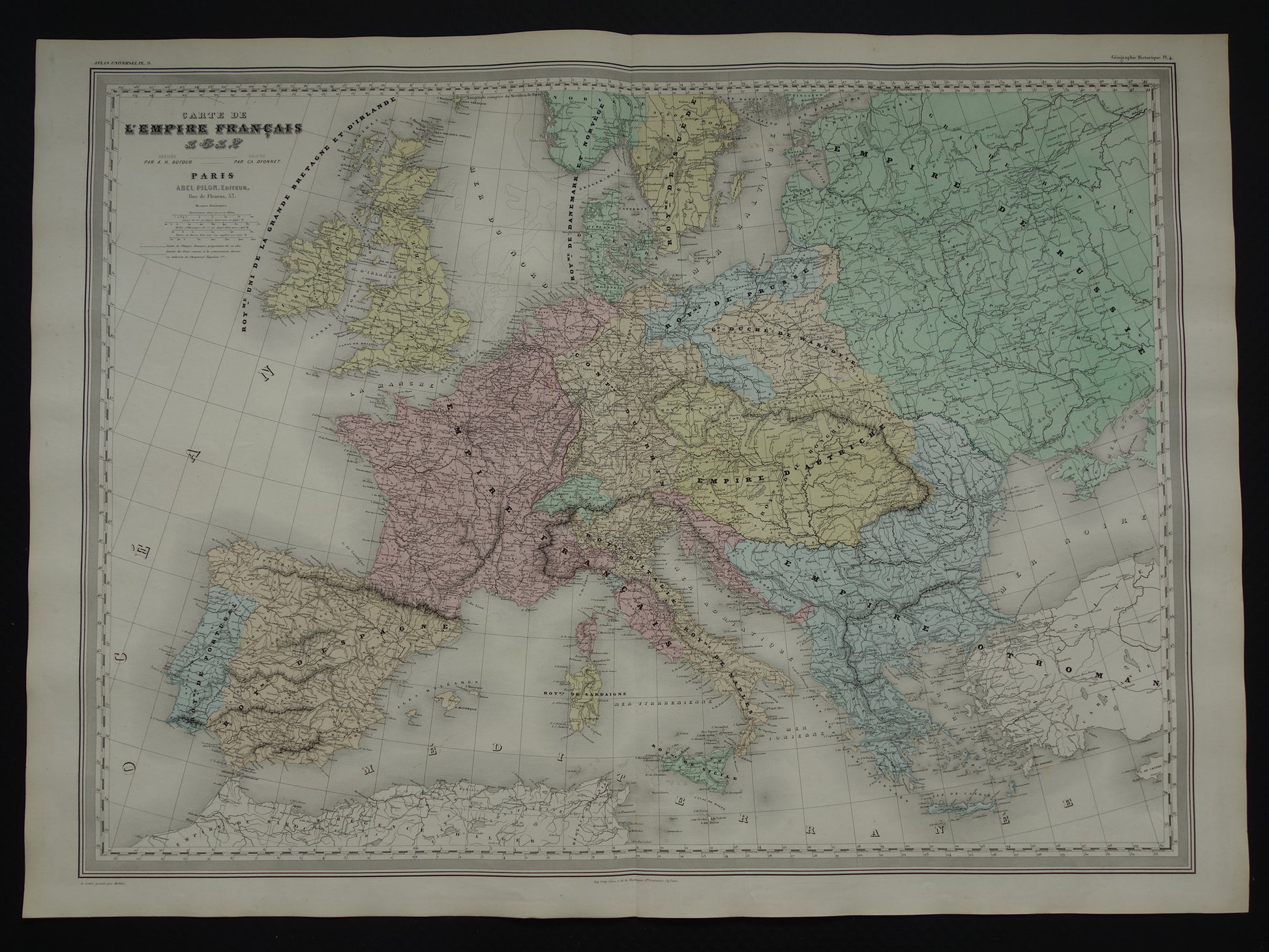 Kaart van Europa in het jaar 1812 zeer grote antieke landkaart Europees continent Napoleon Eerste Franse Keizerrijk vintage kaarten