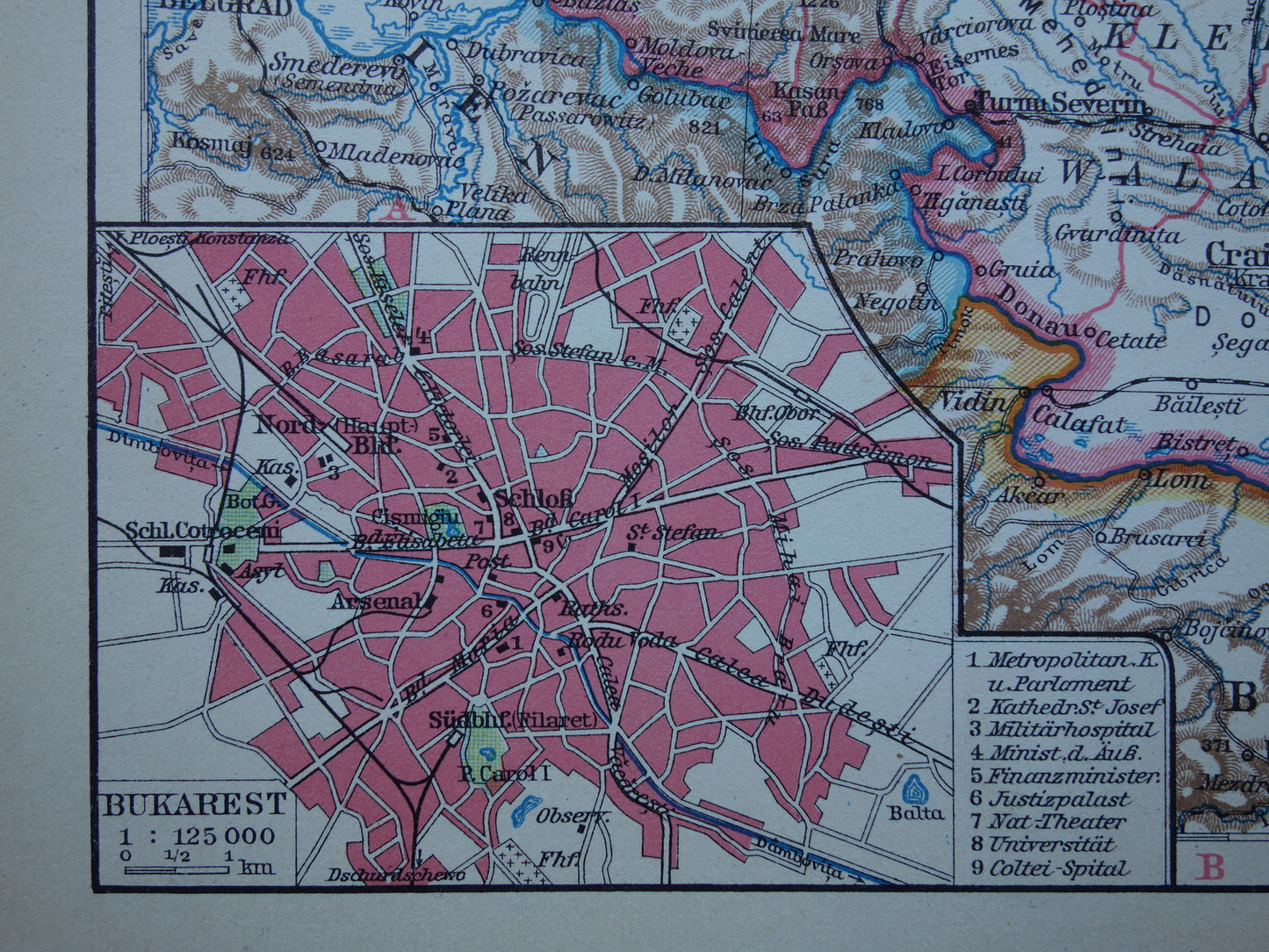 Oude landkaart van ROEMENIË uit 1931 originele vintage kaart Roemenie - antieke landkaarten