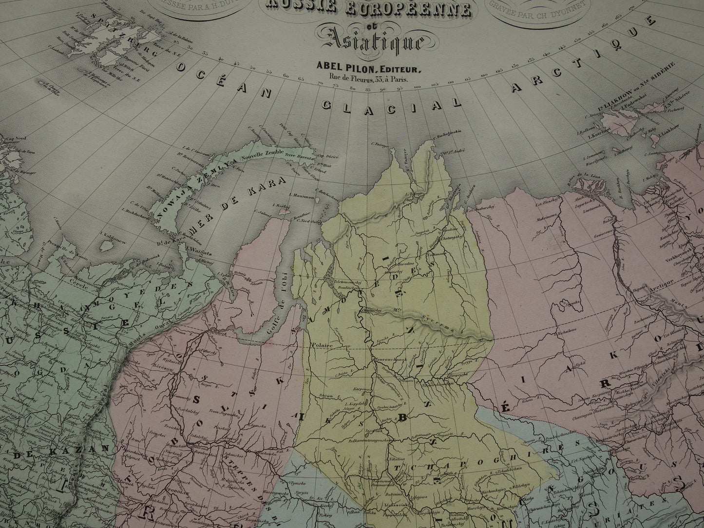 Oude landkaart van Rusland Zeer grote kaart Europees en Aziatisch deel Russische Rijk uit 1880 Originele vintage kaarten