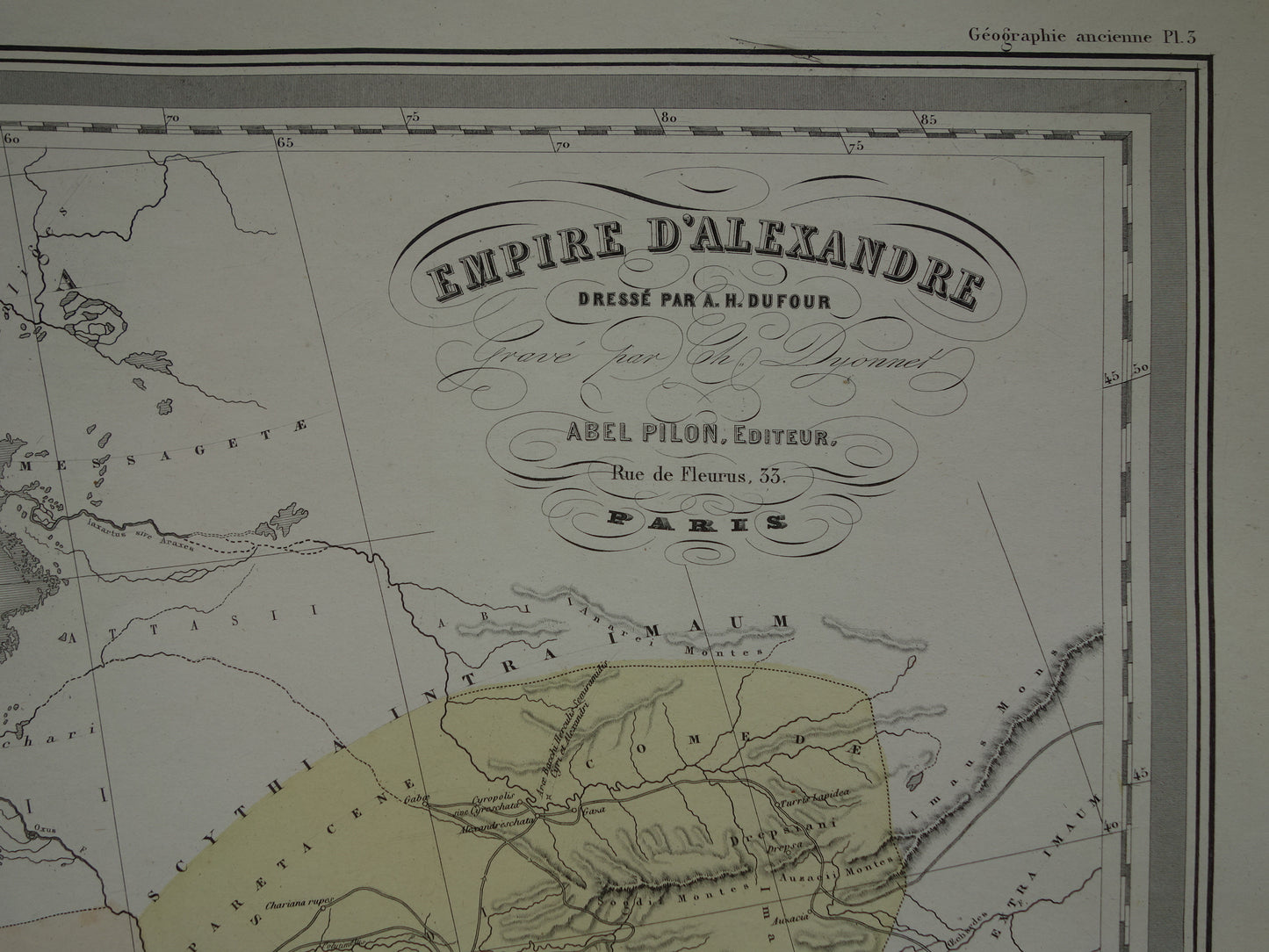 Kaart van het rijk van Alexander de Grote 1880 zeer grote antieke kaart Macedonische Alexandrijnse rijk vintage landkaart