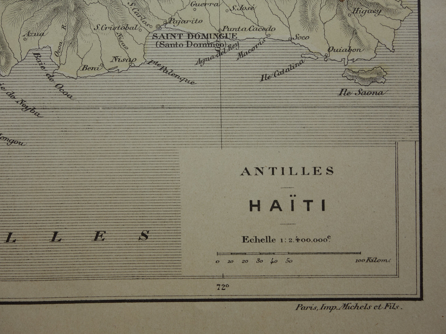 Haïti en Dominicaanse Republiek Oude landkaart Originele antieke kaart