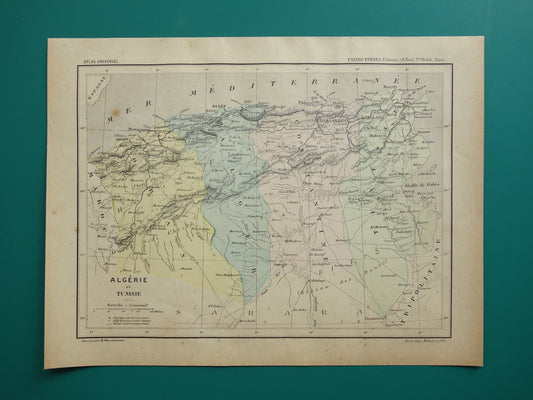 Oude kaart van Algerije en Tunesië uit 1896 antieke Franse landkaart