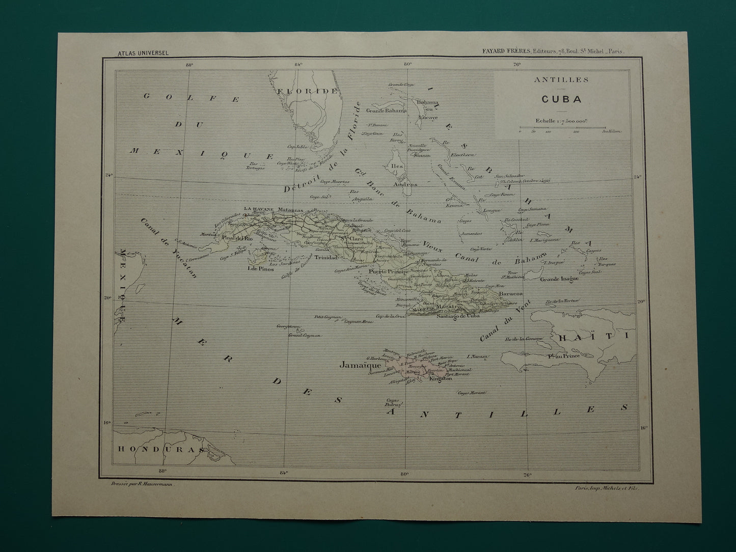 CUBA Oude landkaart van Cuba en Jamaica Originele antieke kaart