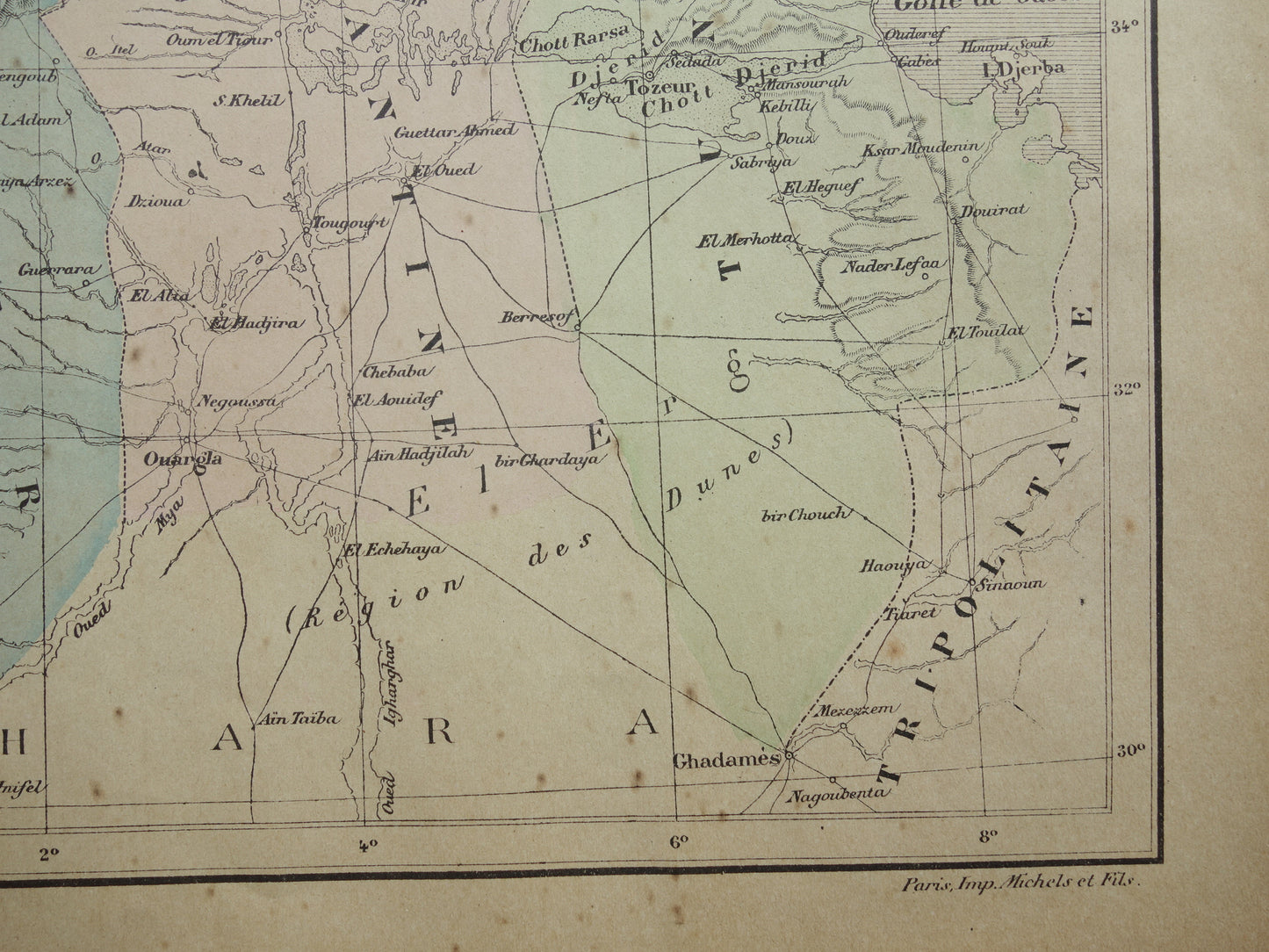 Oude kaart van Algerije en Tunesië uit 1896 antieke Franse landkaart