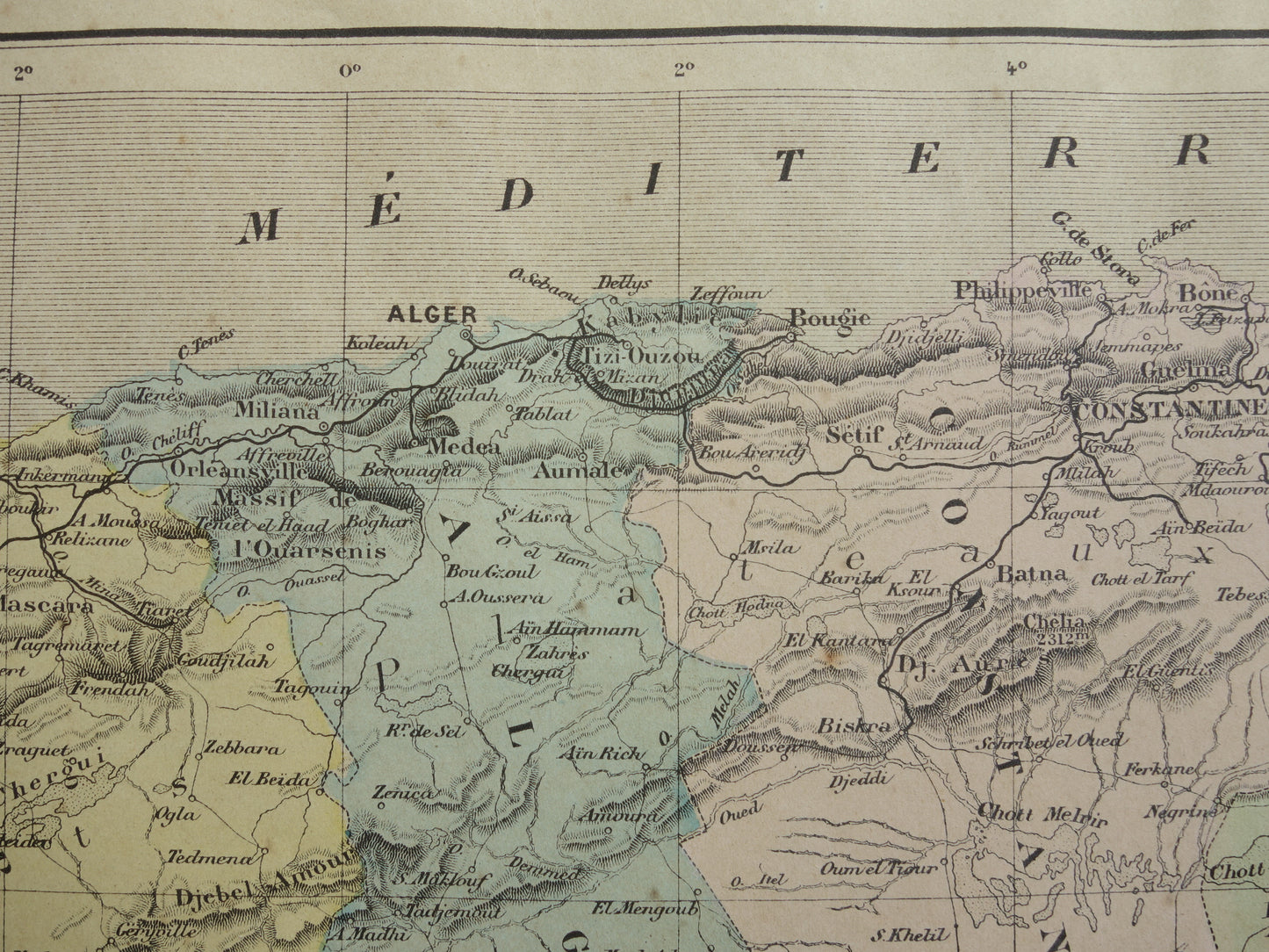 Oude kaart van Algerije en Tunesië uit 1896 antieke Franse landkaart