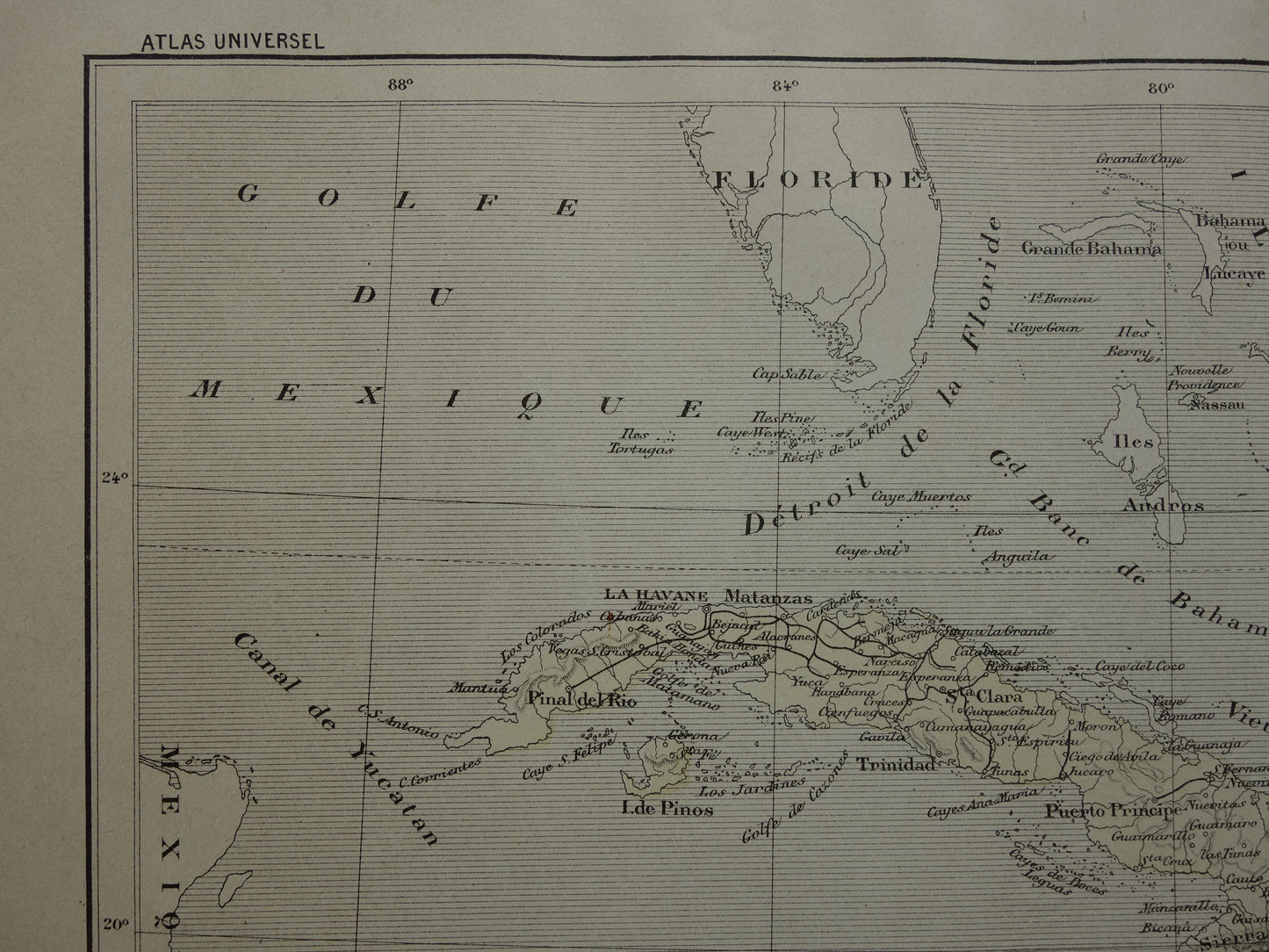 CUBA Oude landkaart van Cuba en Jamaica Originele antieke kaart