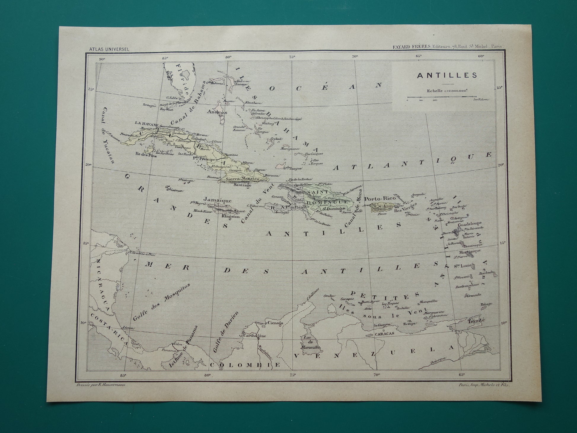 ANTILLEN Oude landkaart van het Caribisch gebied Originele antieke kaart