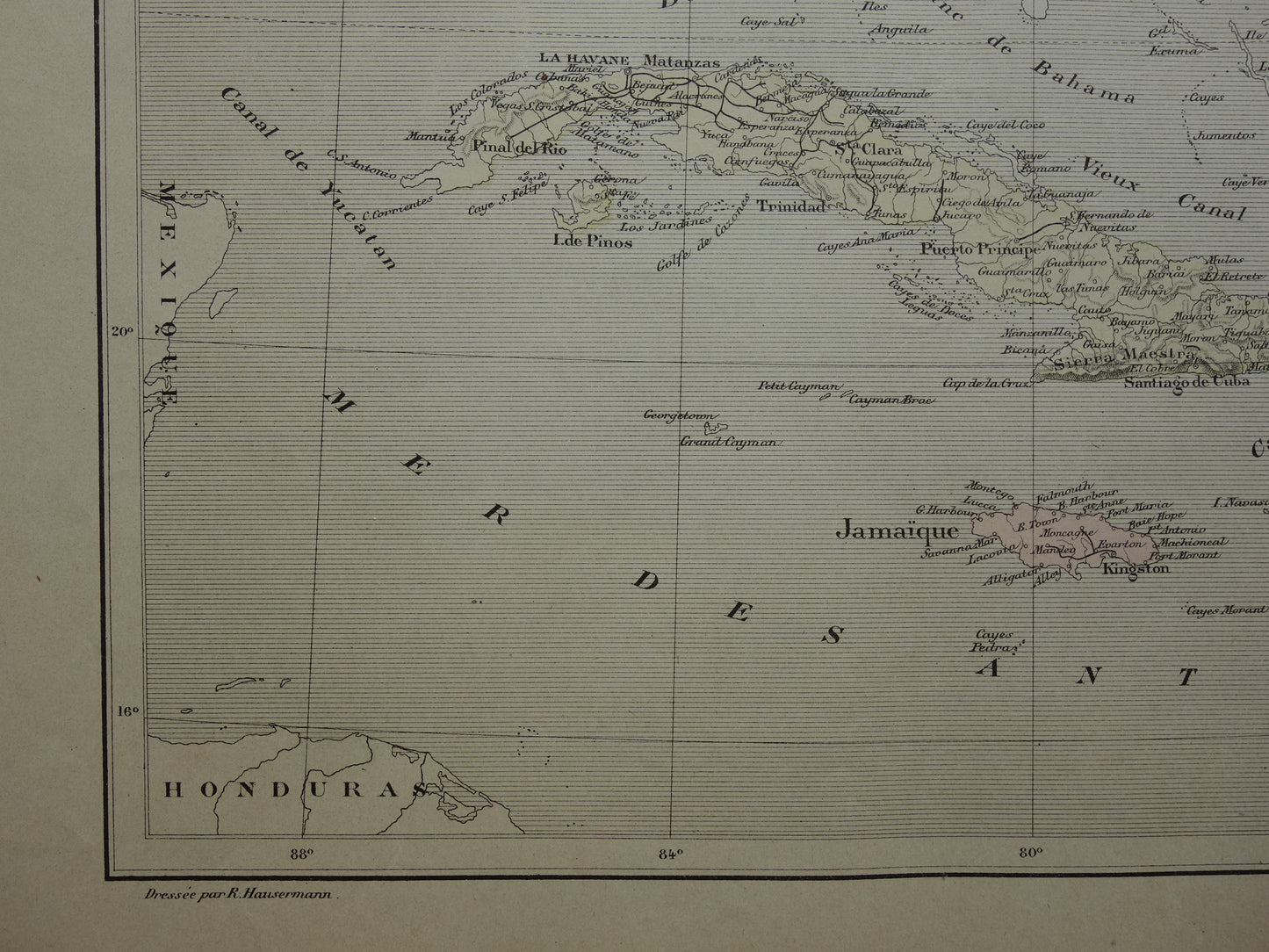 CUBA Oude landkaart van Cuba en Jamaica Originele antieke kaart