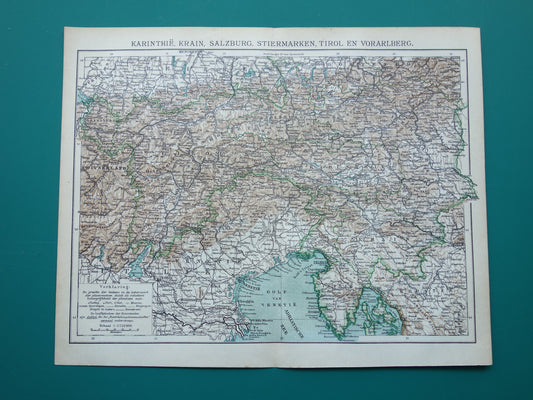 Slovenië oude kaart van Slovenië Oostenrijk uit 1909 Gedetailleerde vintage Nederlandse landkaart antieke kaarten