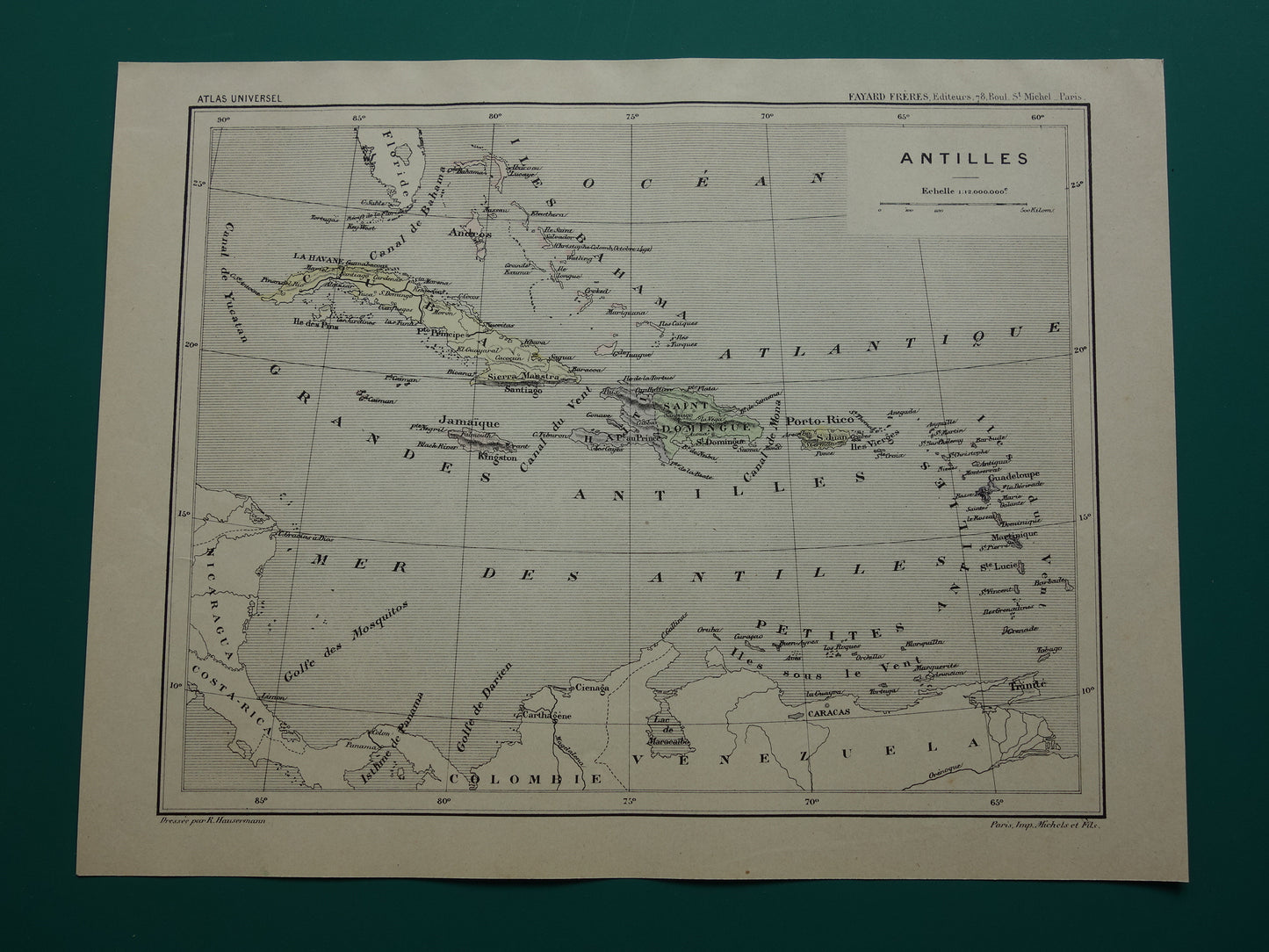 ANTILLEN Oude landkaart van het Caribisch gebied Originele antieke kaart