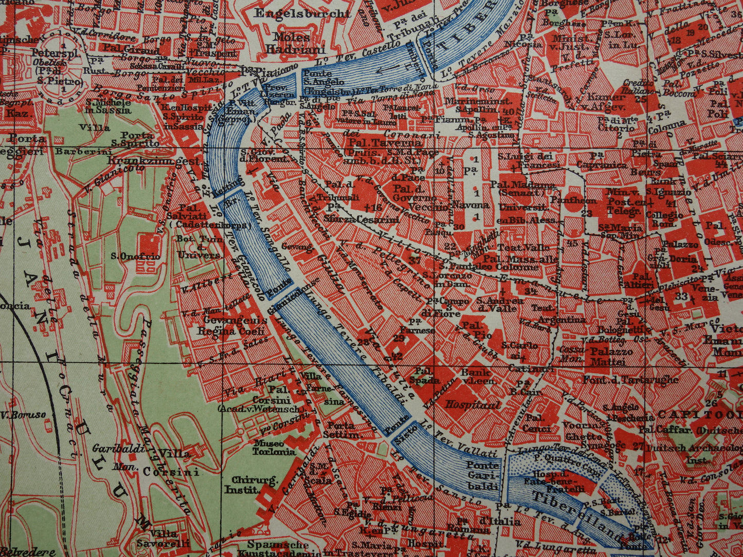 ROME oude plattegrond van Rome Italië uit 1910 originele Nederlandse antieke kaart van Rome