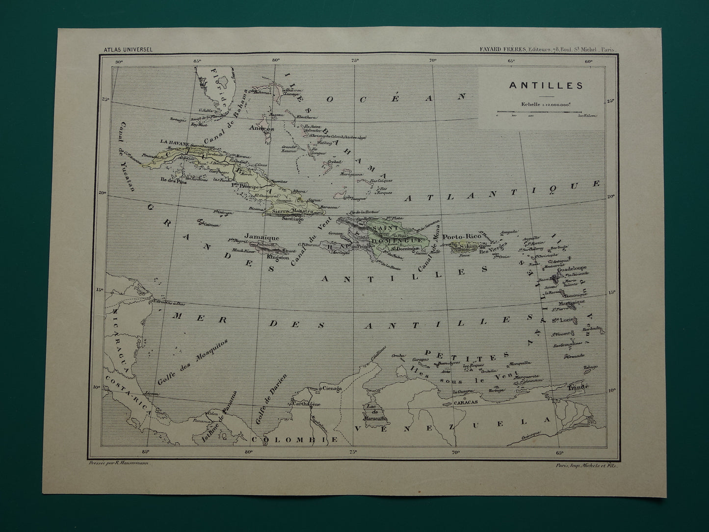 ANTILLEN Oude landkaart van het Caribisch gebied Originele antieke kaart