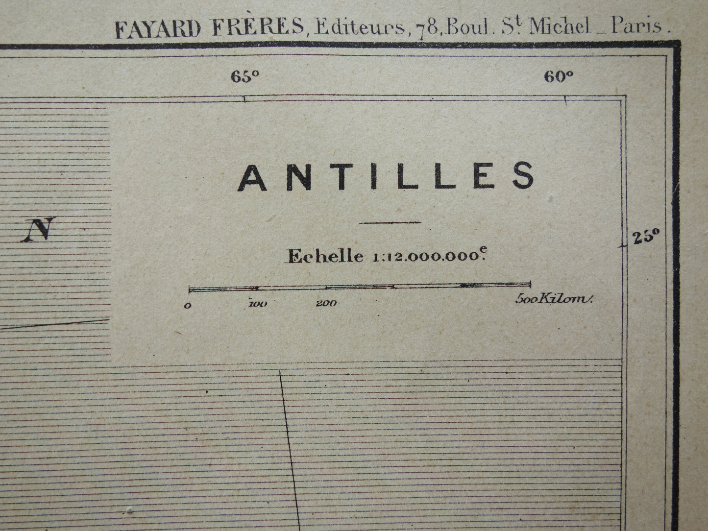 ANTILLES Old map of the Caribbean Original antique map