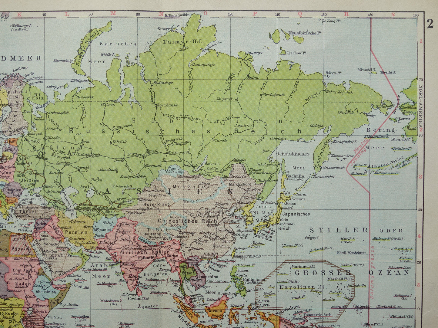 Oude WERELDKAART uit 1928 originele Duitse vintage kaart van de wereld