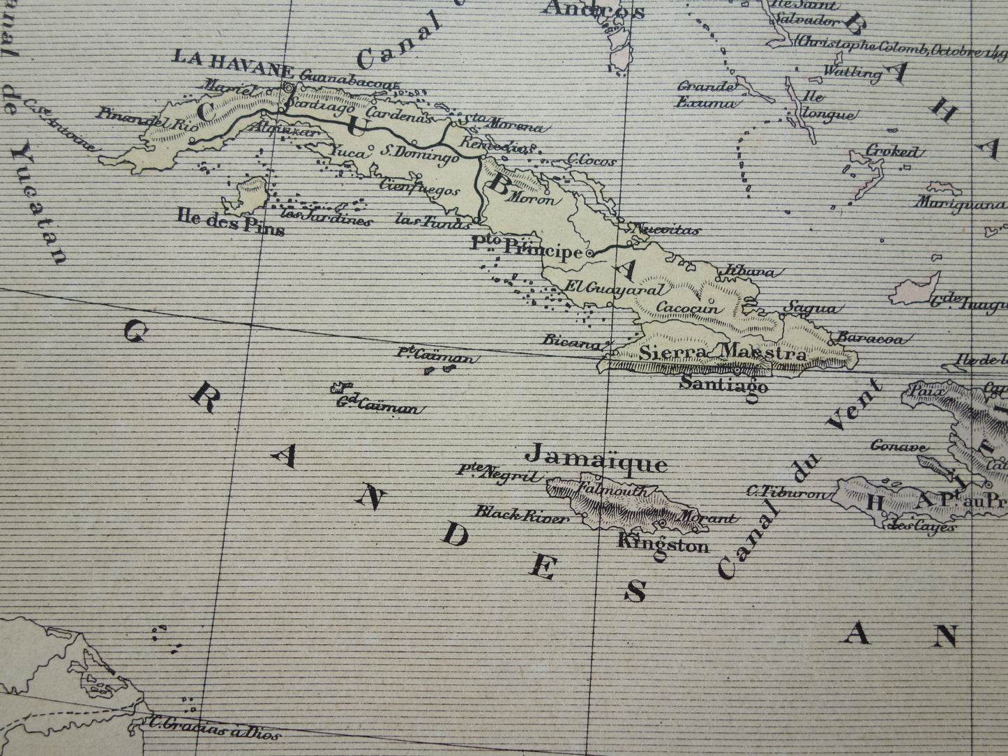 ANTILLES Old map of the Caribbean Original antique map