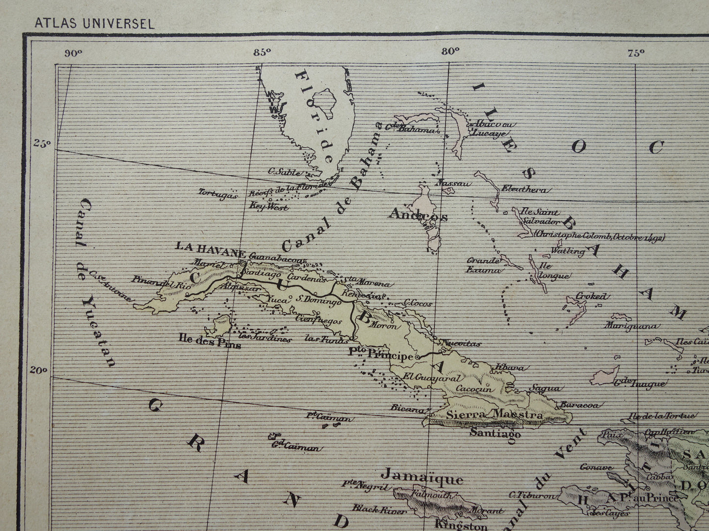 ANTILLES Old map of the Caribbean Original antique map