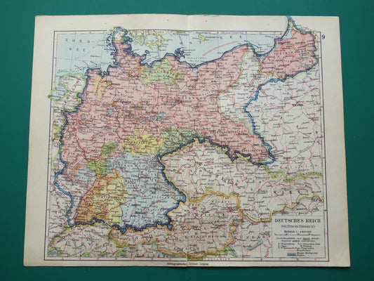 DUITSLAND Oude landkaart van het Duitse Rijk uit 1928 originele vintage kaart