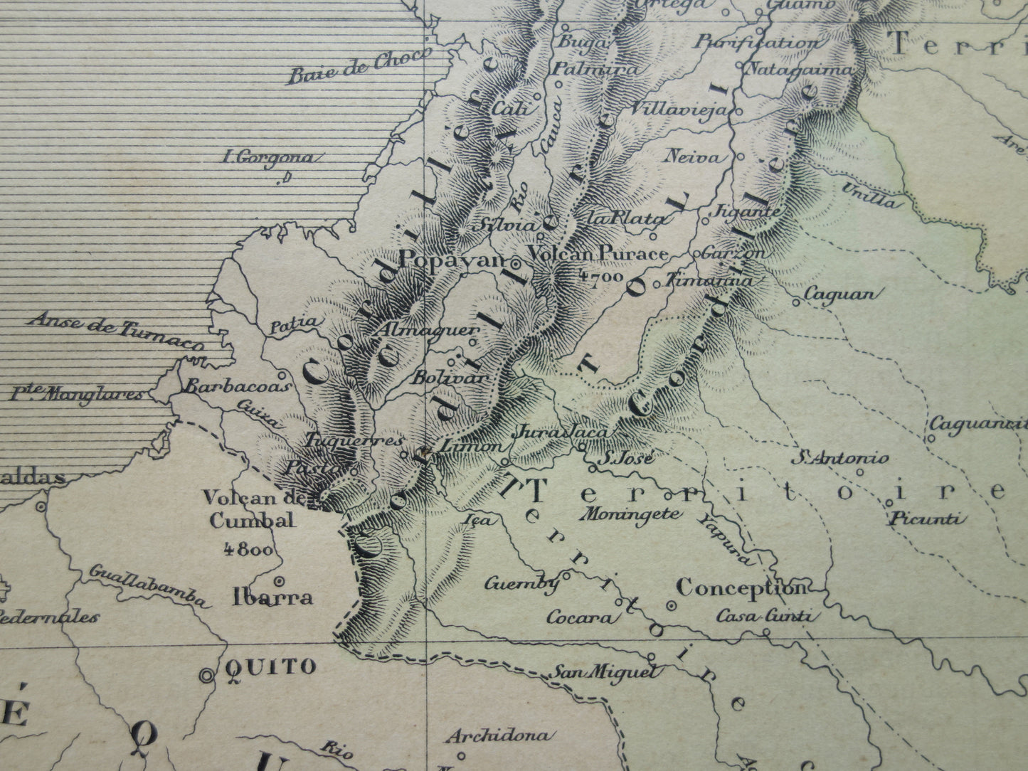 COLOMBIA Oude landkaart van Colombia Originele antieke Franse handgekleurde kaart