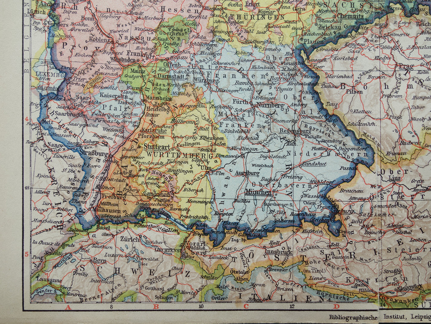 DUITSLAND Oude landkaart van het Duitse Rijk uit 1928 originele vintage kaart
