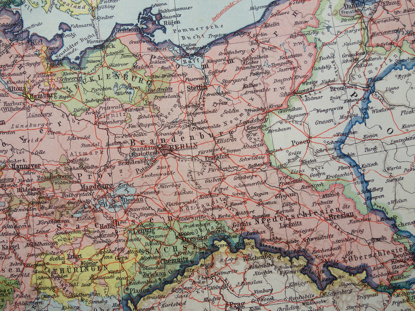 DUITSLAND Oude landkaart van het Duitse Rijk uit 1928 originele vintage kaart