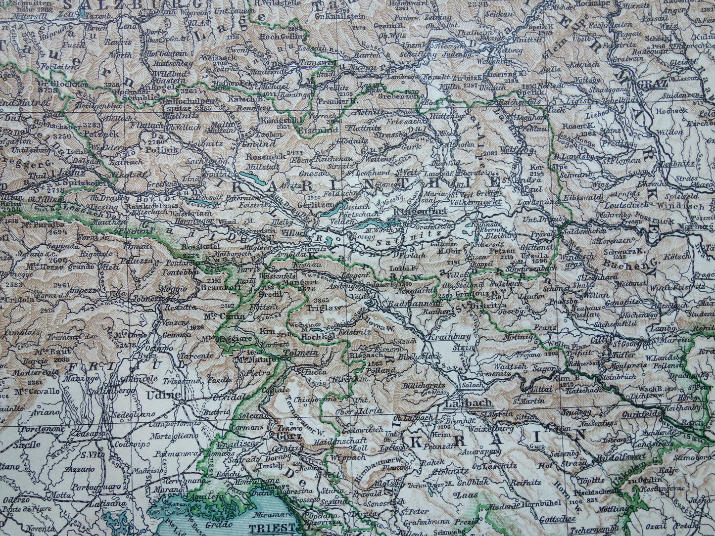 Slovenië oude kaart van Slovenië Oostenrijk uit 1909 Gedetailleerde vintage Nederlandse landkaart antieke kaarten