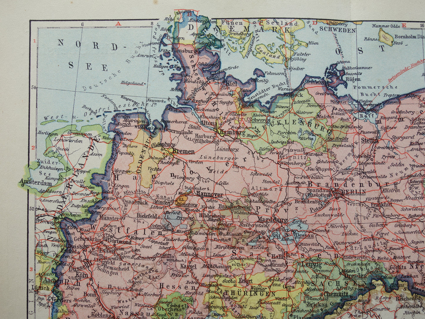 DUITSLAND Oude landkaart van het Duitse Rijk uit 1928 originele vintage kaart