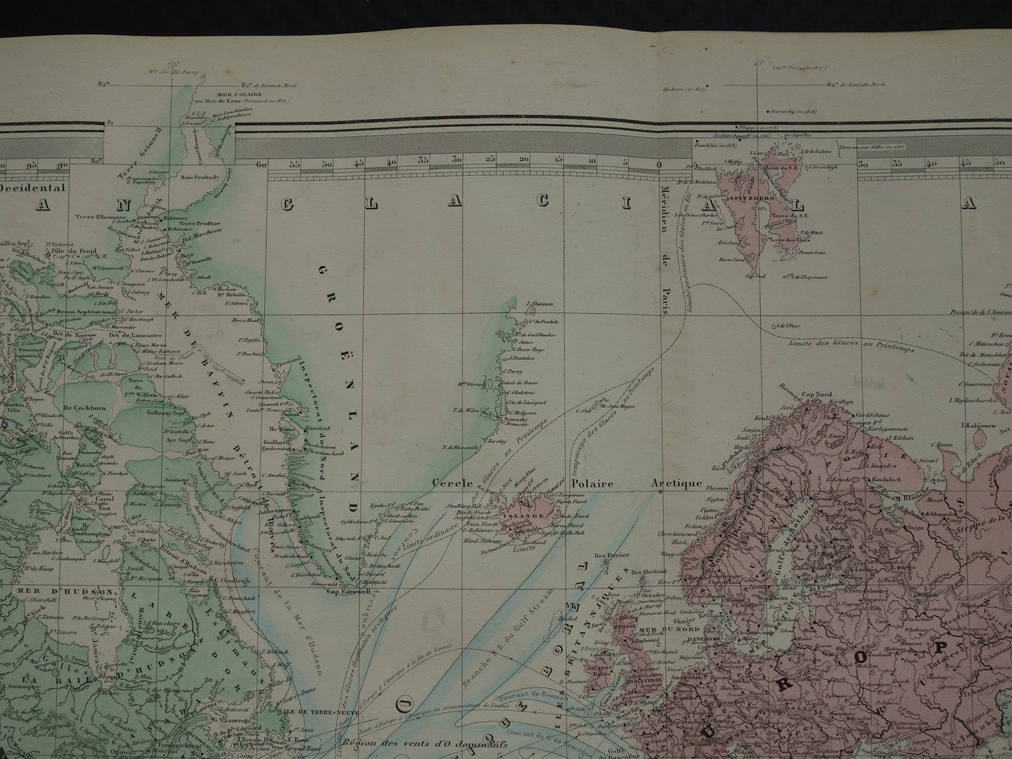 WERELDKAART grote antieke kaart van de wereld in mercatorprojectie 1880 originele 140+ jaar oude wereldkaarten