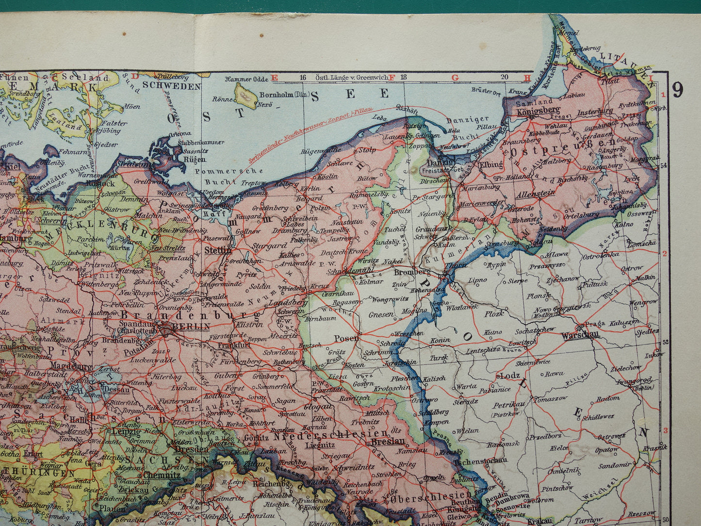 DUITSLAND Oude landkaart van het Duitse Rijk uit 1928 originele vintage kaart
