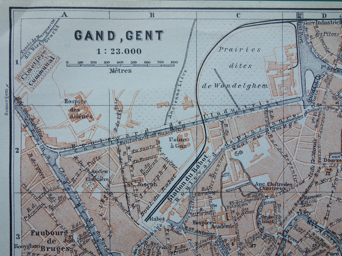 GHENT old map of Ghent Belgium from 1910 small original antique map map