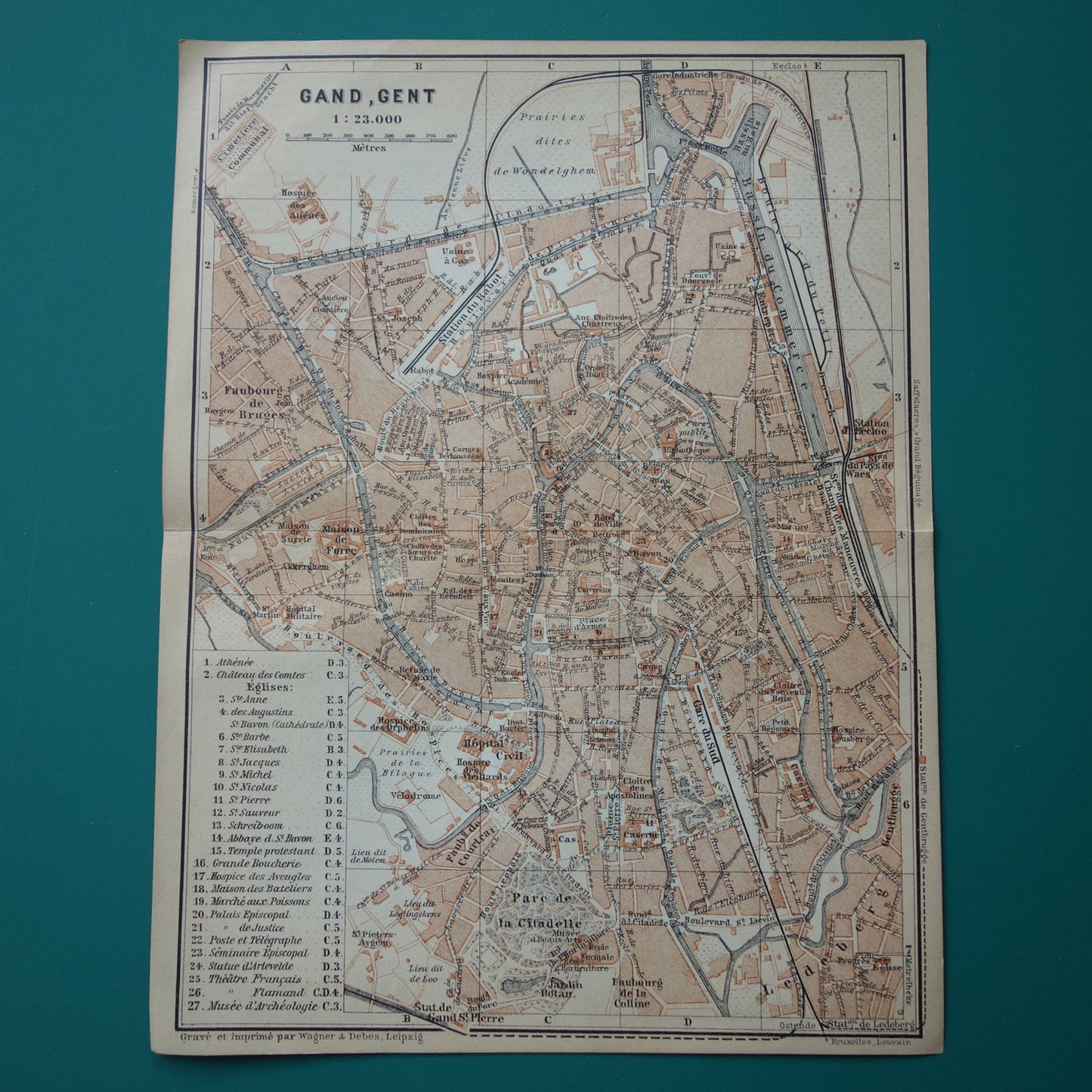 Gent in het jaar 1904 historische kaart plattegrond