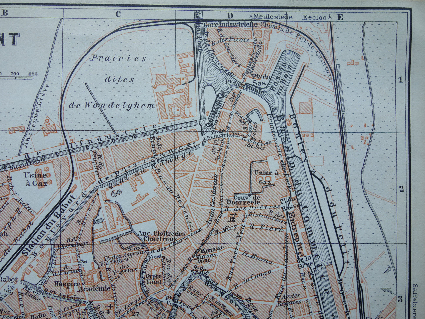 GHENT old map of Ghent Belgium from 1910 small original antique map map