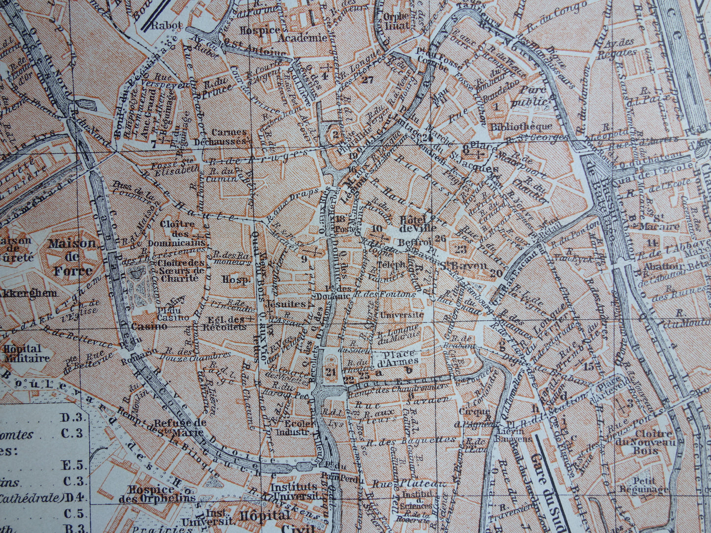 GHENT old map of Ghent Belgium from 1910 small original antique map map