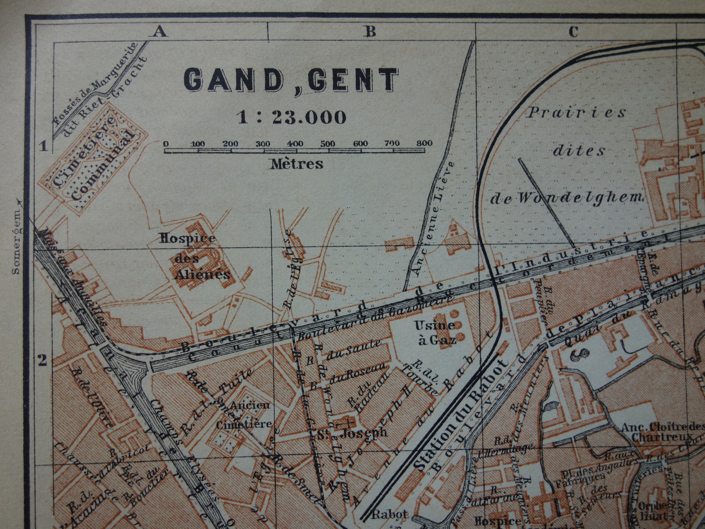 GENT oude kaart van Gent België uit 1904 kleine originele antieke plattegrond landkaart