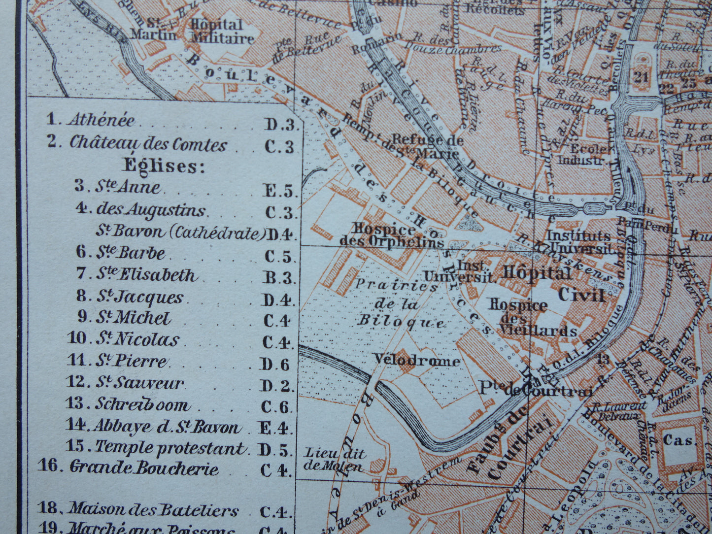 GHENT old map of Ghent Belgium from 1910 small original antique map map