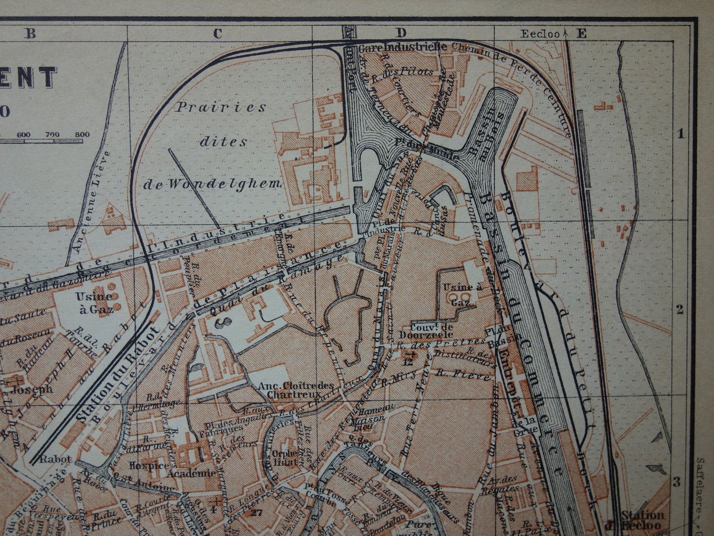 GENT oude kaart van Gent België uit 1904 kleine originele antieke plattegrond landkaart