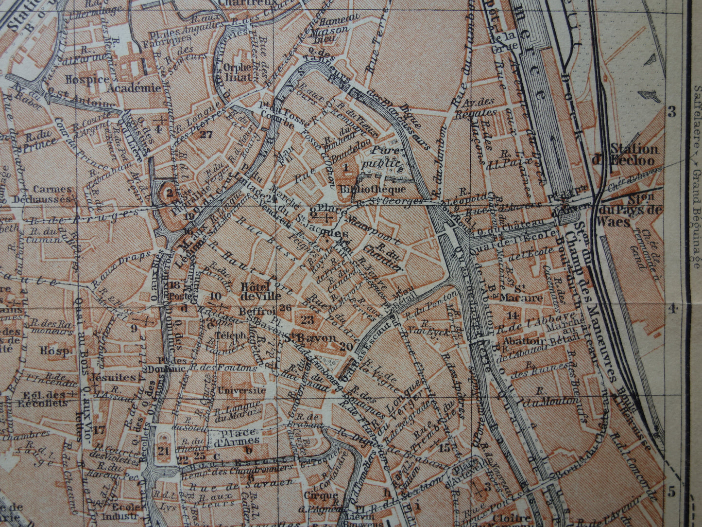 GENT oude kaart van Gent België uit 1904 kleine originele antieke plattegrond landkaart