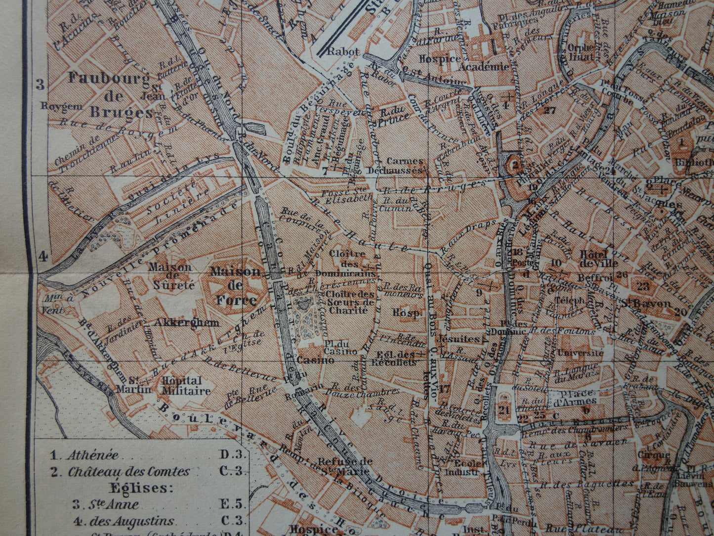 GENT oude kaart van Gent België uit 1904 kleine originele antieke plattegrond landkaart