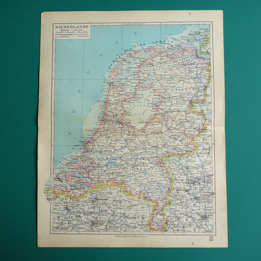 NEDERLAND oude gedetailleerde kaart van Nederland uit 1928 originele vintage landkaart