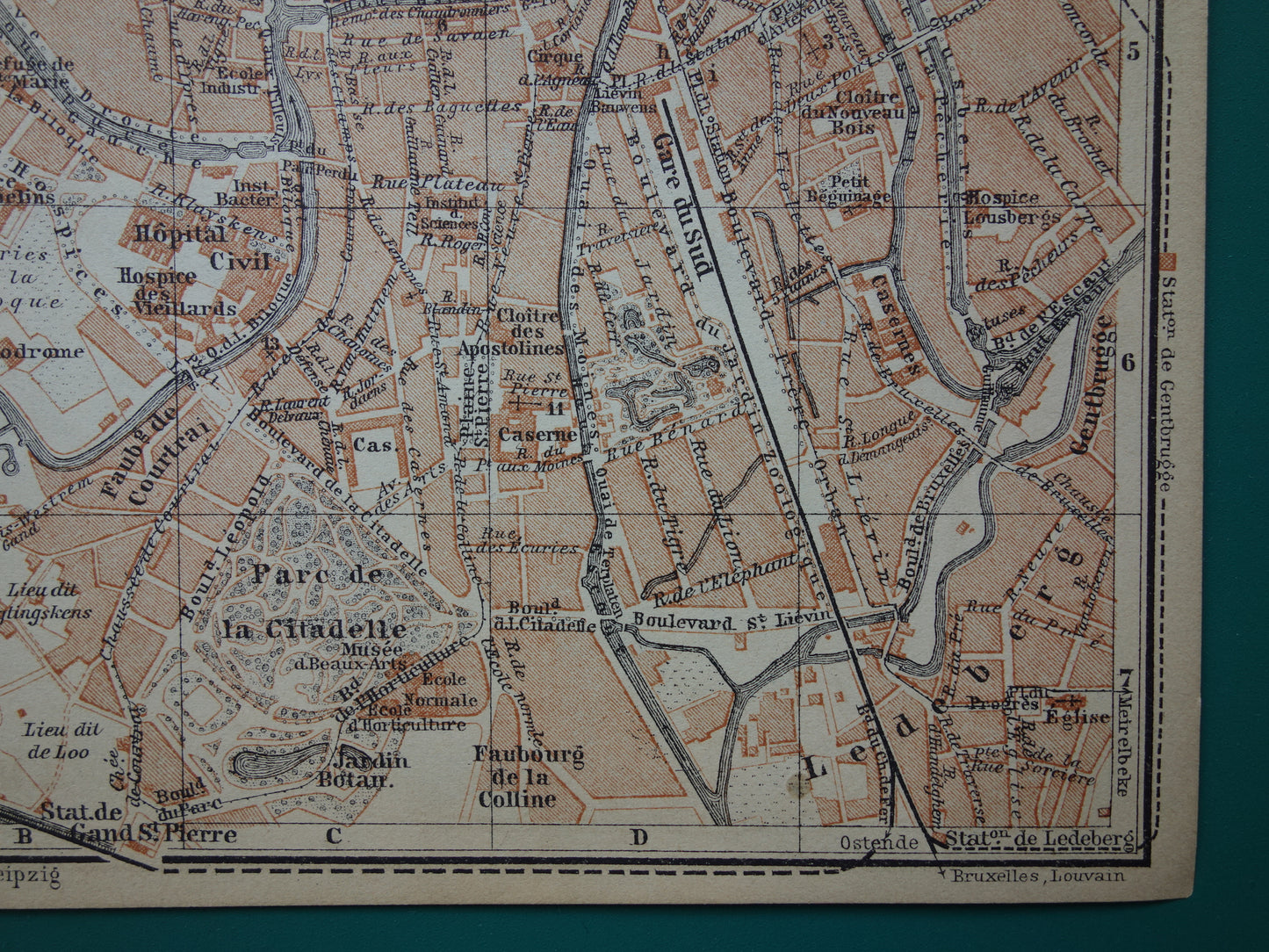 GENT oude kaart van Gent België uit 1904 kleine originele antieke plattegrond landkaart