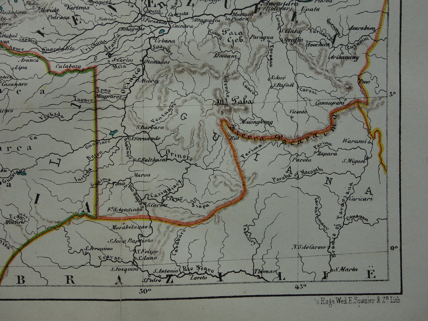 Venezuela en Colombia oude landkaart originele antieke Kuyper kaart uit 1882 vintage kaarten