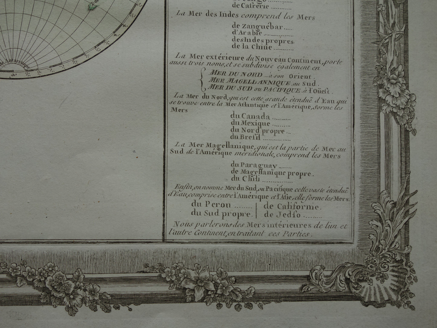 WERELDKAART Grote Franse kaart van de Wereld uit 1761 - originele antieke handgekleurde landkaart