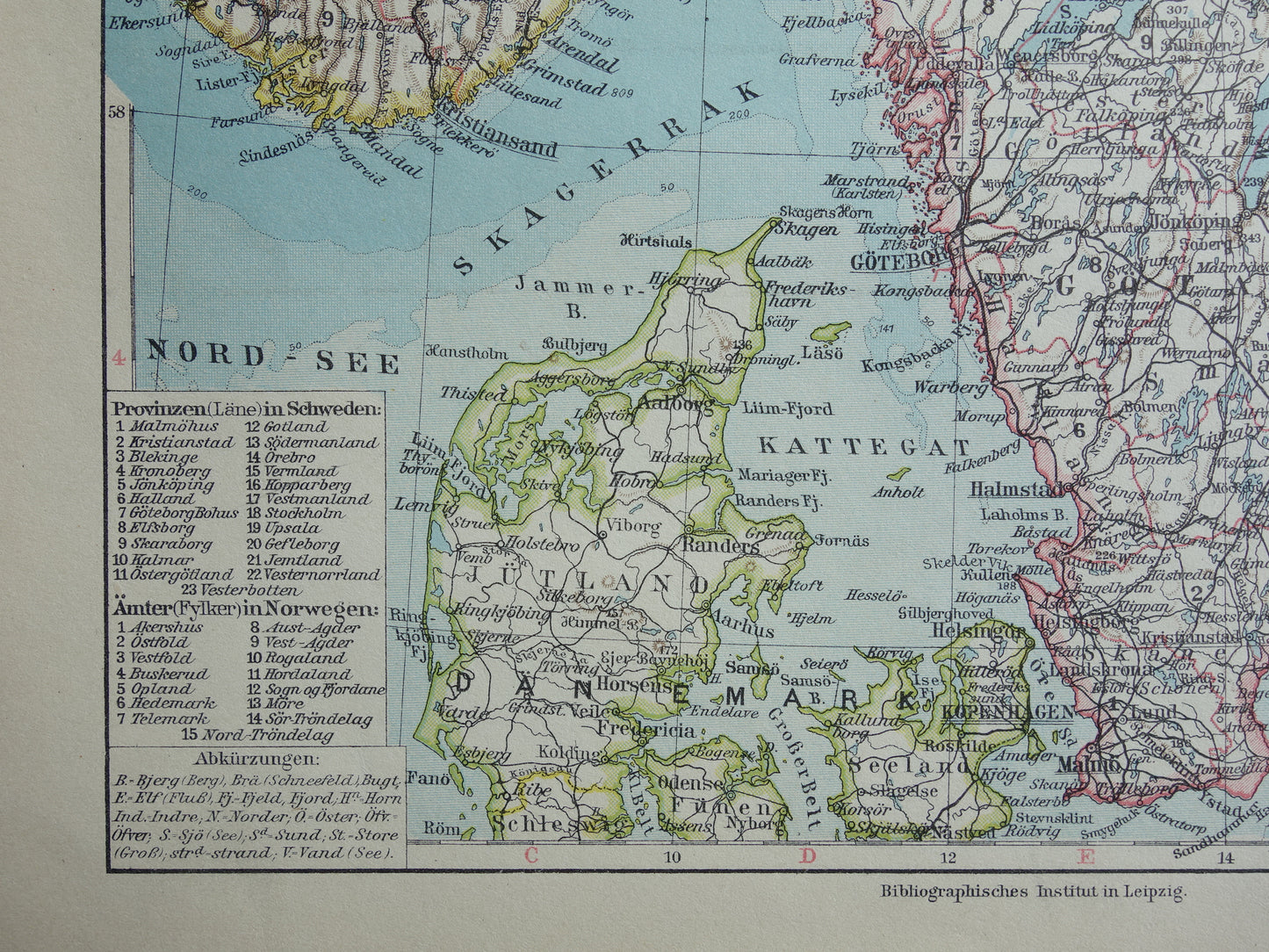 Oude kaart van Zweden en Noorwegen uit 1928 originele vintage landkaart Stockholm Oslo