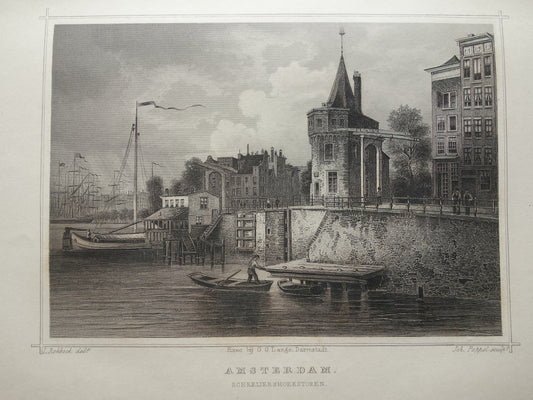 Amsterdam. Schreijershoekstoren 1858 Terwen. Muurdecoratie vintage
