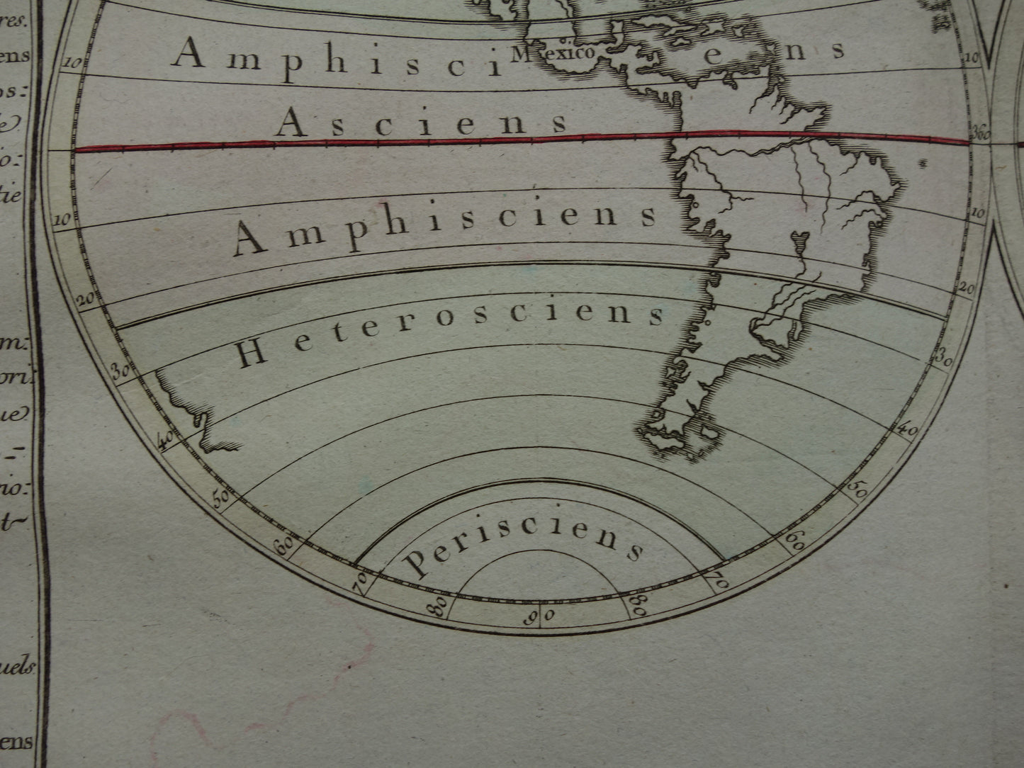 Oude wereldkaart uit 1761 kaart van de wereld over schaduw - originele antieke handgekleurde landkaart