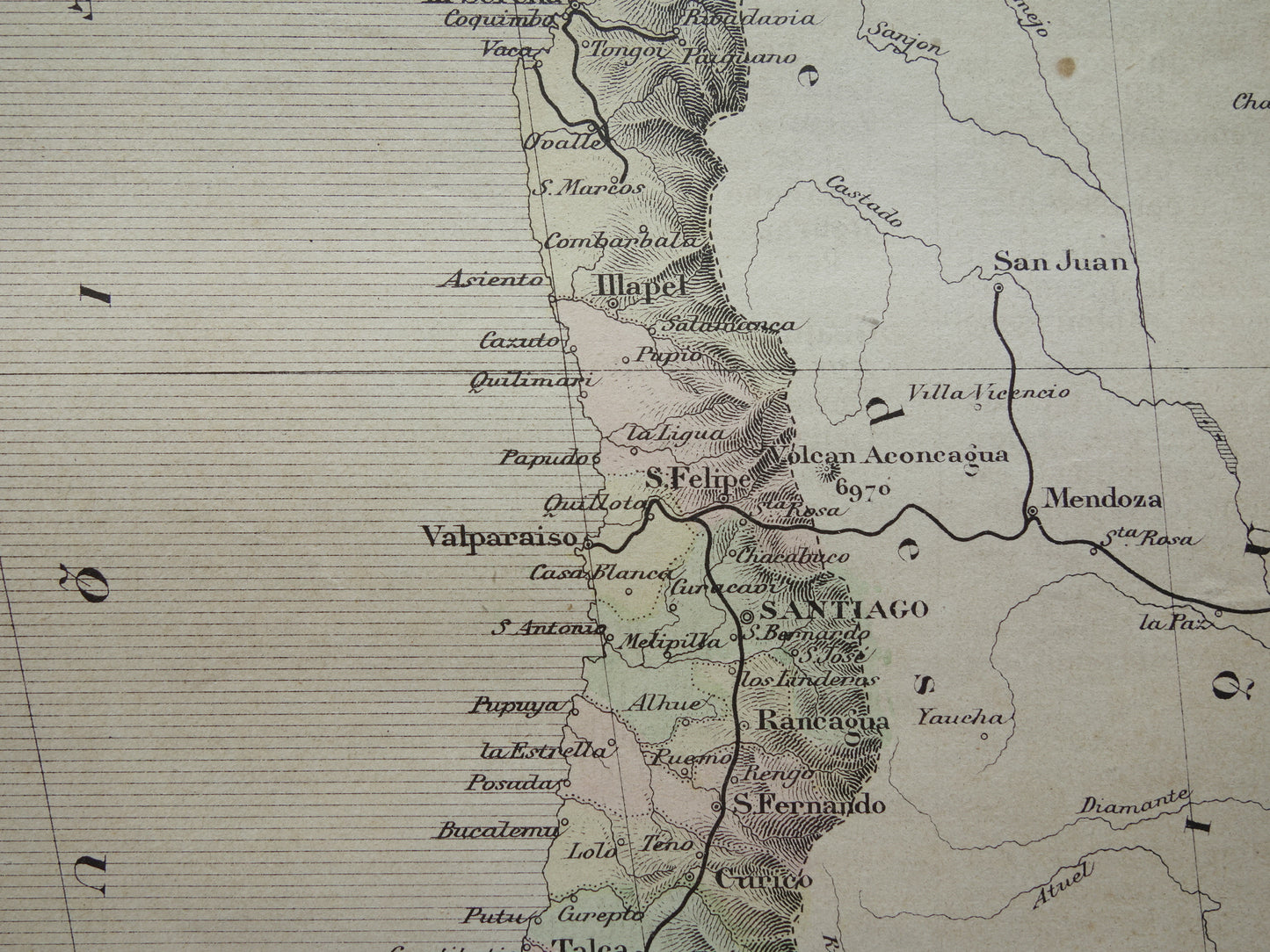 CHILE old map from 1896 original antique French map of Chile