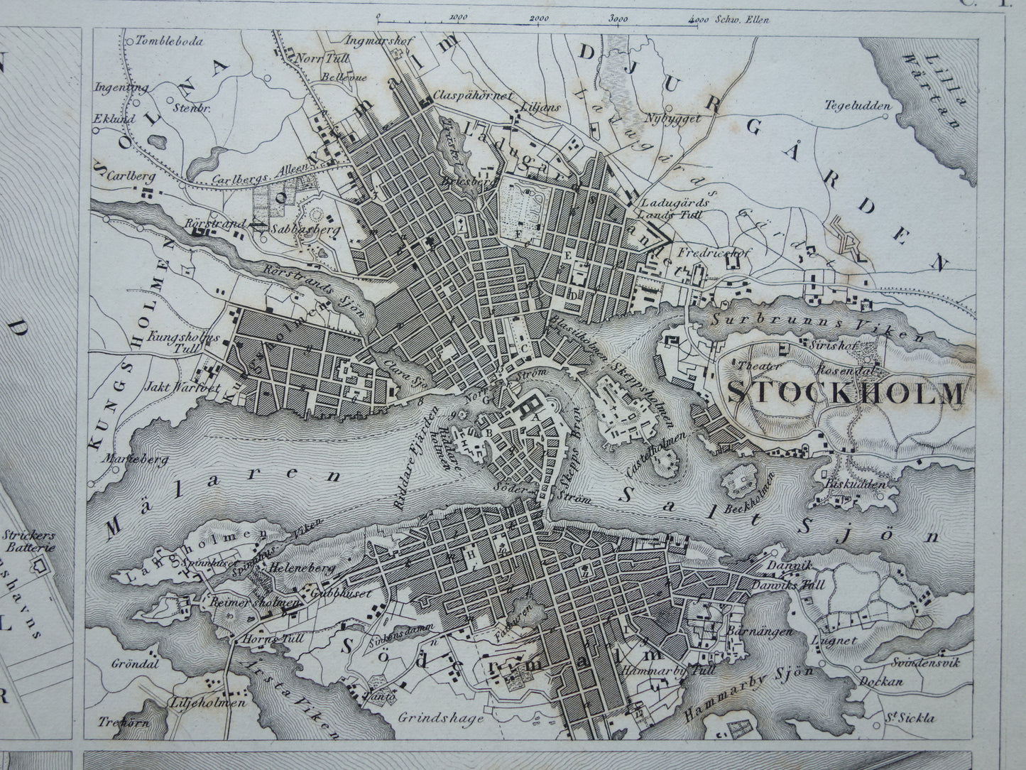 Amsterdam Antwerpen Stockholm Kopenhagen antieke plattegrond 175+ jaar oude kaart met plattegronden van Europese steden uit 1849 - originele vintage historische kaarten