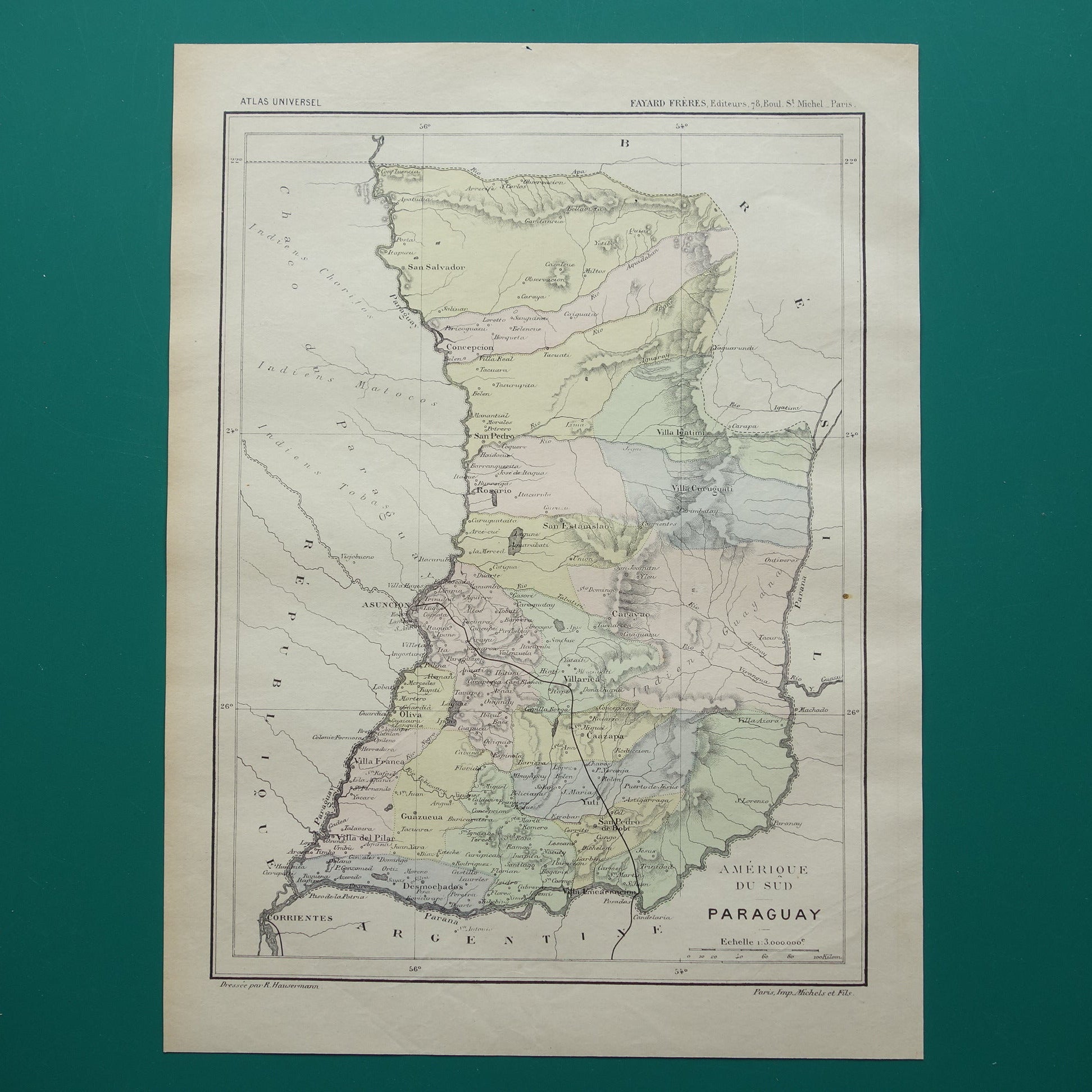 paraguay historische antieke landkaart