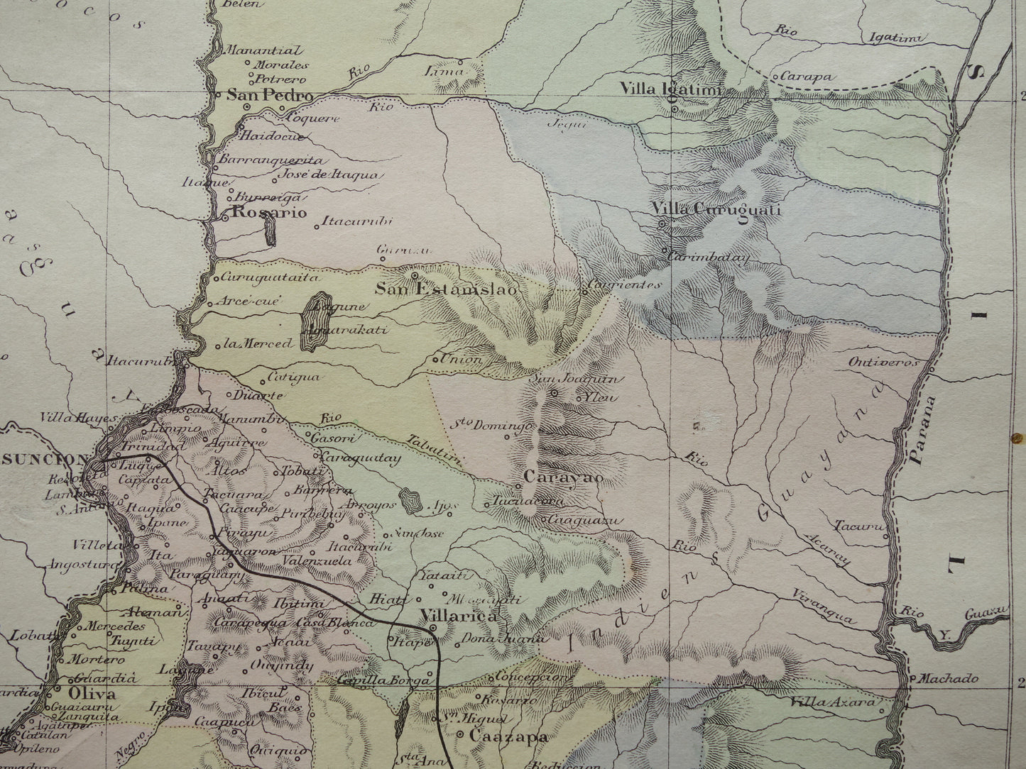 PARAGUAY oude landkaart uit 1896 originele antieke Franse kaart van Paraguay