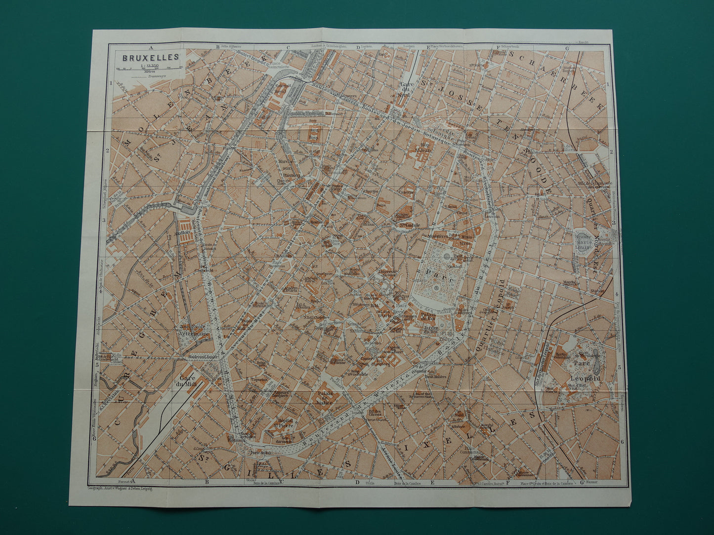 Brussel in het jaar 1904 historische kaart oude plattegrond