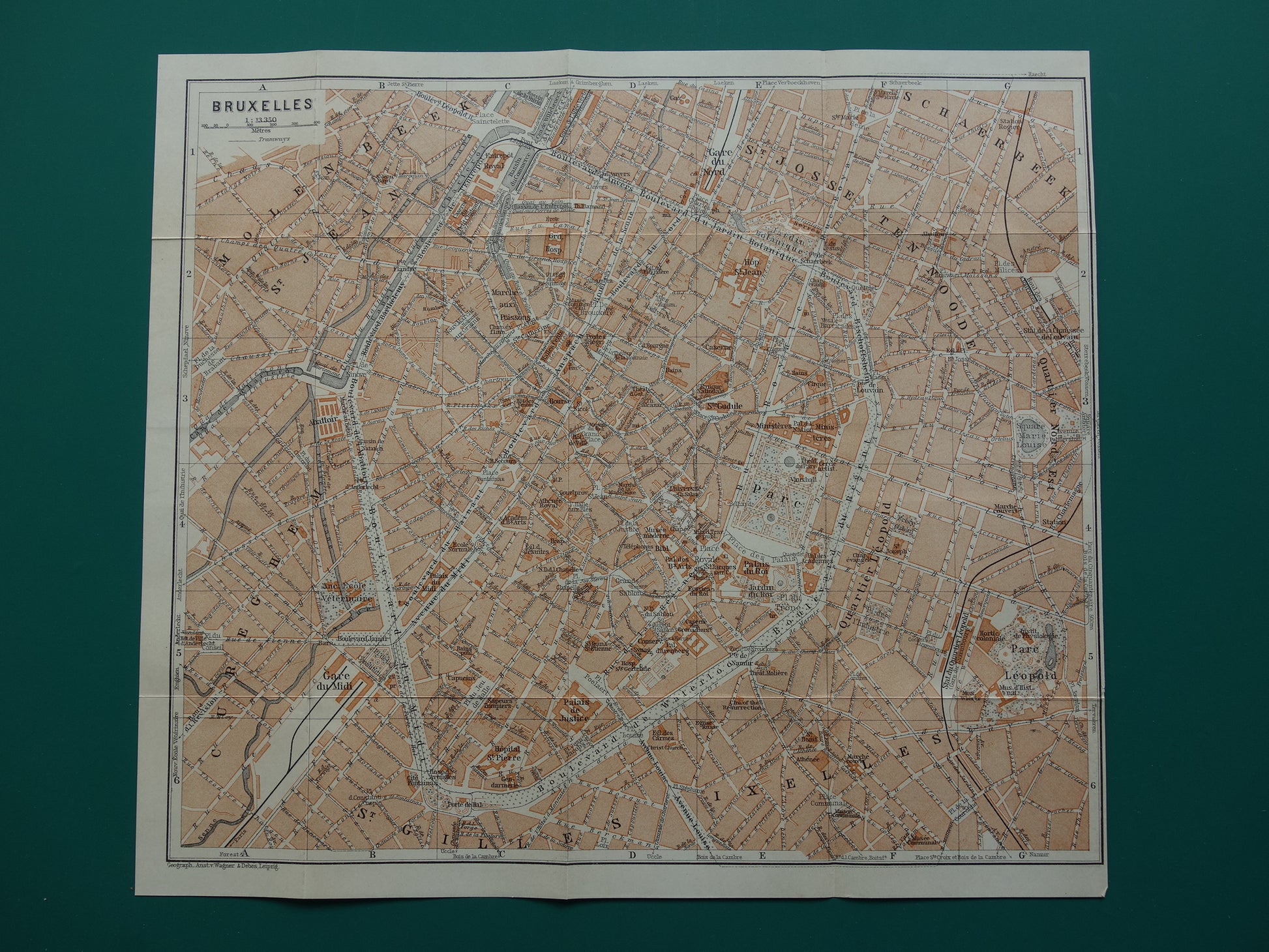 BRUSSEL oude kaart van Brussel België uit 1904 originele antieke historische plattegrond